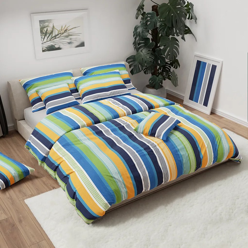 Krepové obliečky LÍNIA modré Rozmer obliečky: 70 x 90 cm | 140 x 200 cm