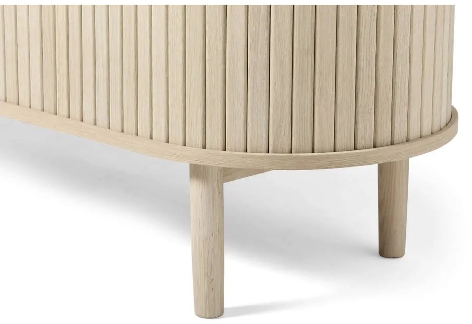 Komoda v dekore duba s posuvnými dverami v prírodnej farbe 140x76x45 cm Meta – Unique Furniture