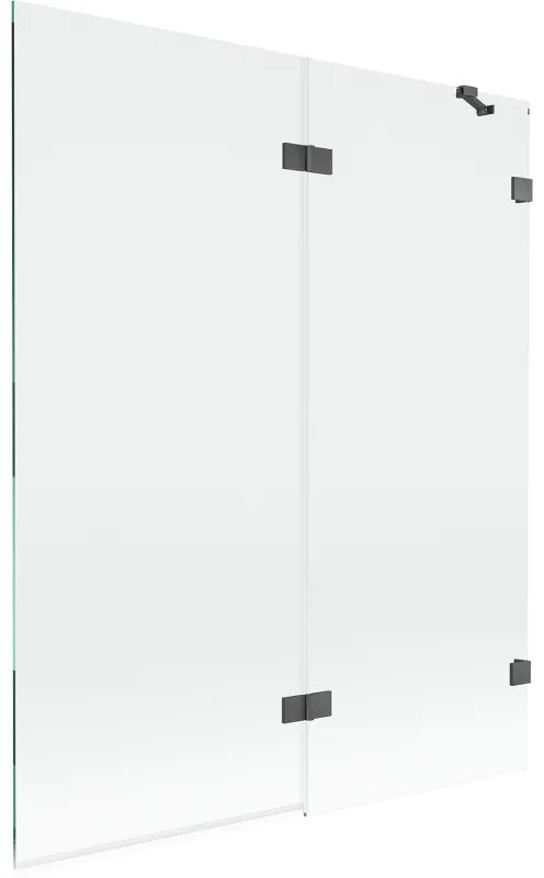 Mexen Lunar, 2-krídlová vaňová zástena pravá 140 x 150 cm, číre sklo, grafitová, 897-140-100-66-00-P