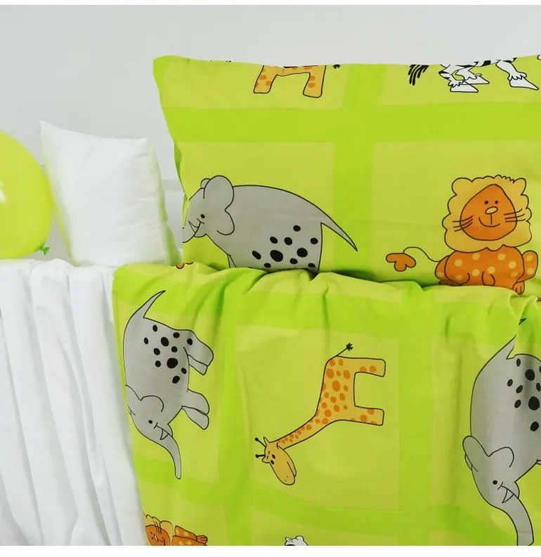 Obliečky detské ZOO zelené EMI, Detský set 90x130 + 45x65
