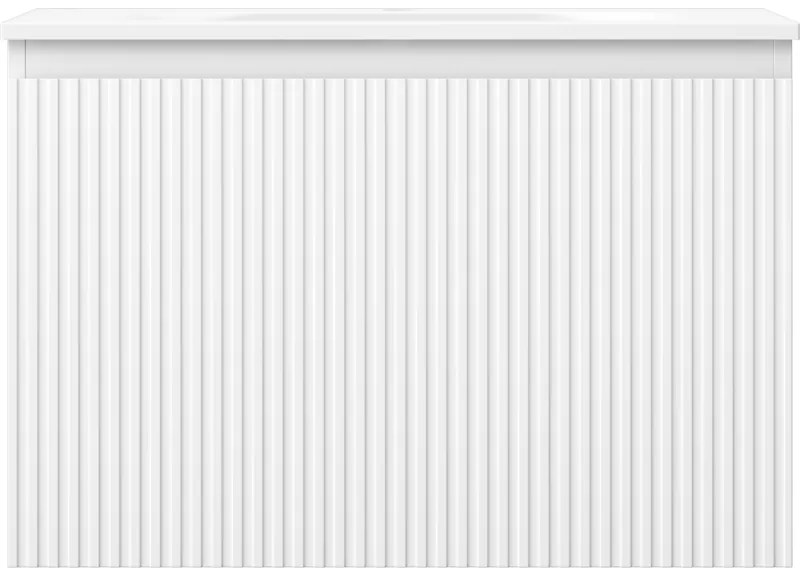 Mexen Rivel, kúpeľňová skrinka 70 cm s umývadlom Vela, 1 zásuvka, drážkovaná, biela matná, 91A20-07047-1-BF01-W23M01