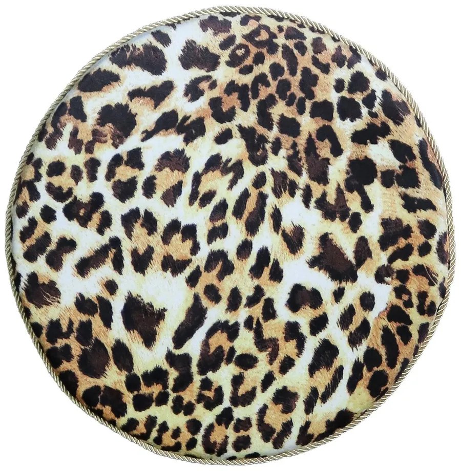 Okrúhly zamatový podsedák s motívom leopardej kože - Ø 40 * 3cm
