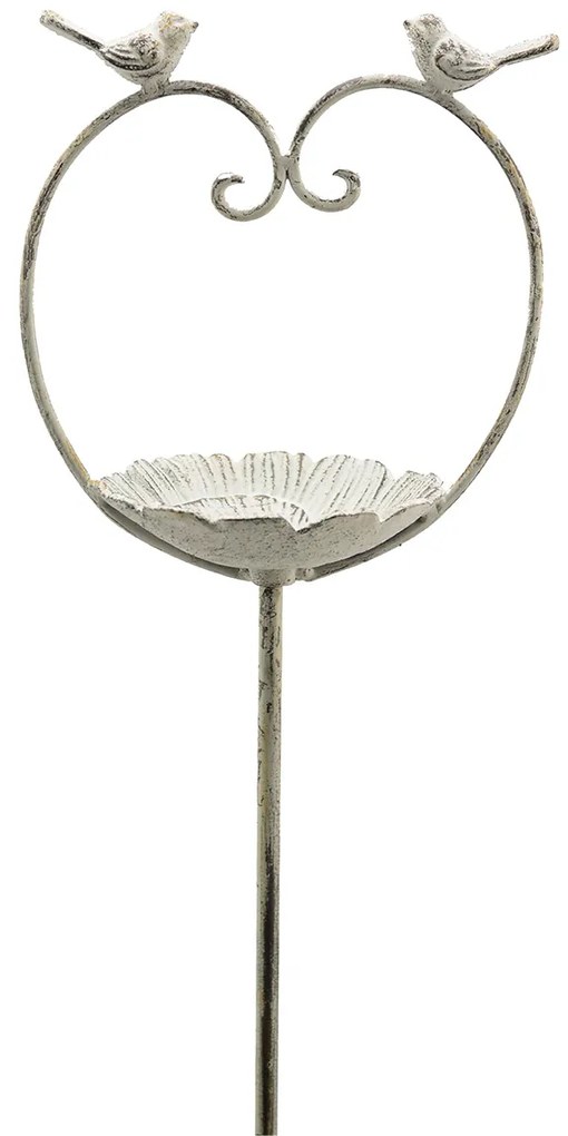 Zapichovacie napájadlo pre vtáky Love, 104x22 cm, kov, biela