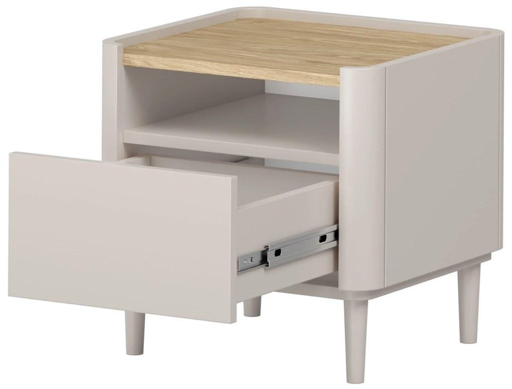 Nočný stolík Elivo 50 cm na nožičkách - kašmírová / dub olejovaný