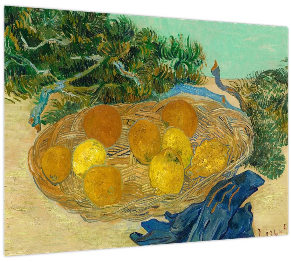 Obraz - Vincent van Gogh, Still Life of  Oranges and Lemons with  Blue Gloves, reprodukcia (70x50 cm)