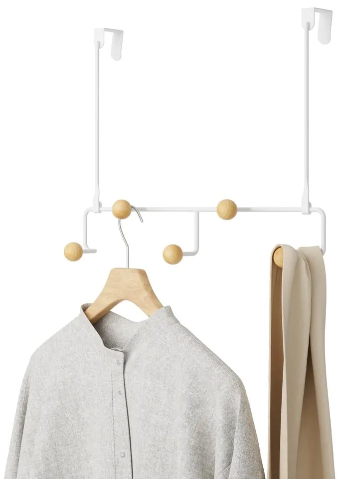 Biely prírodný kovový vešiak na dvere 39 cm Estique - Umbra