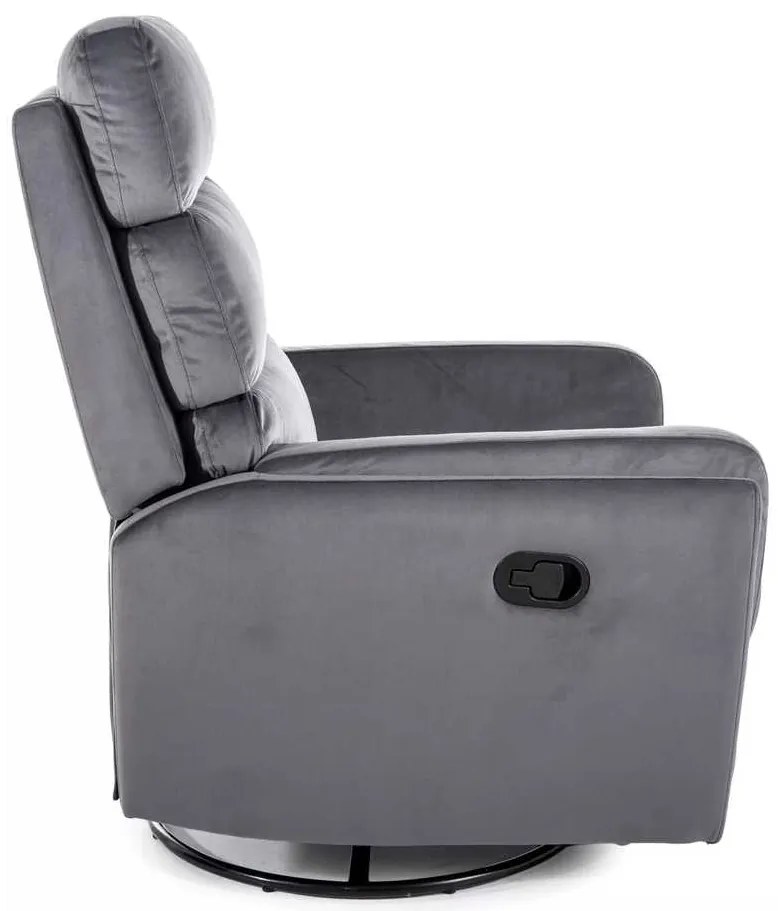 Polohovacie kreslo Belfort Velvet, sivá