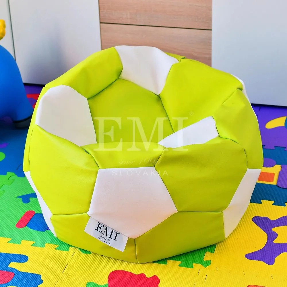 EMI Sedací vak futbalová lopta malá limetkovo-biela 95 litrov