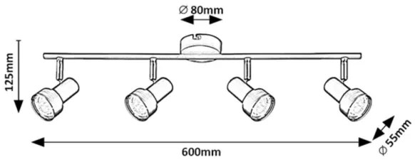 Rabalux 73014 - Stropné bodové svietidlo KONRAD 4xGU10/50W/230V