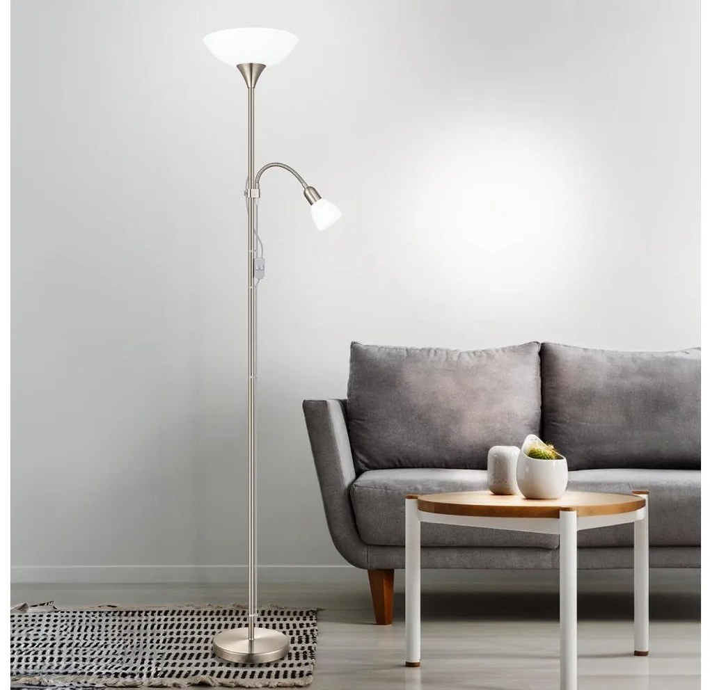 EGLO 82842 - Stojacia lampa UP 2 1xE27/60W + 1xE14/25W chróm 82842
