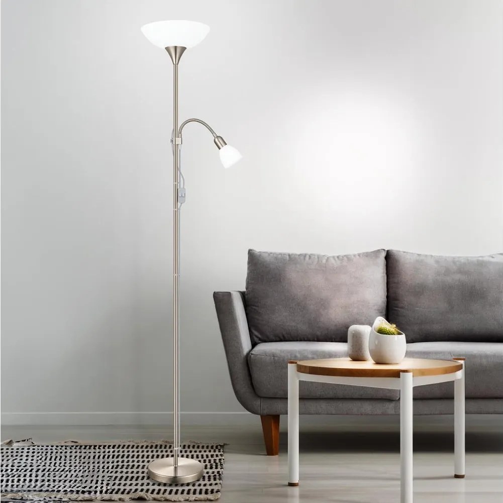 EGLO 82842 - Stojacia lampa UP 2 1xE27/60W + 1xE14/25W chróm