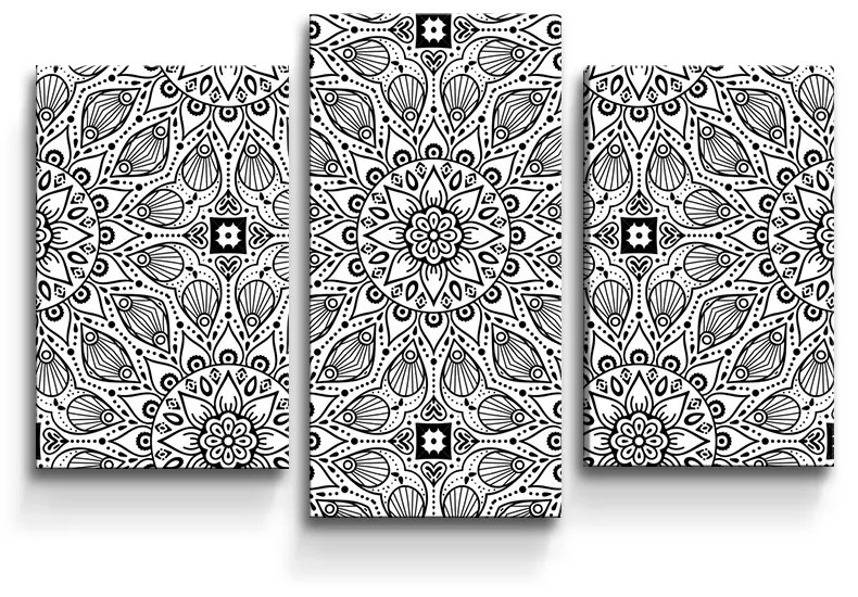 Sablio Obraz - 3-dílný Biele mehendi - 75x50 cm