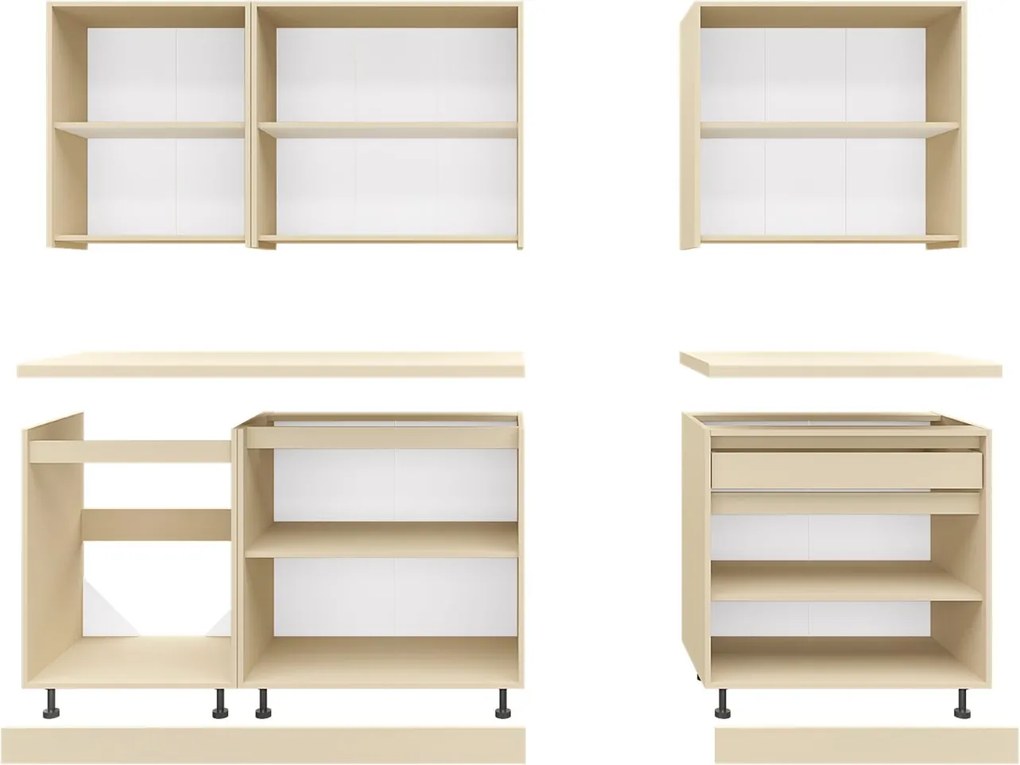 Kuchynská linka 220 MATEO, betón-biela