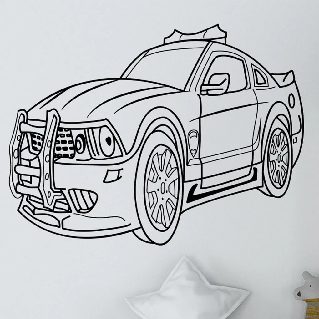 Veselá Stena Samolepka Policajné autíčko detské Farba: žlutá, Veľkosť: 80 x 62 cm