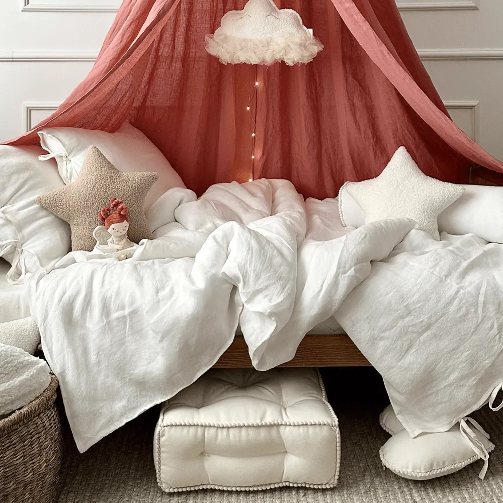 Ľanový baldachýn ružová