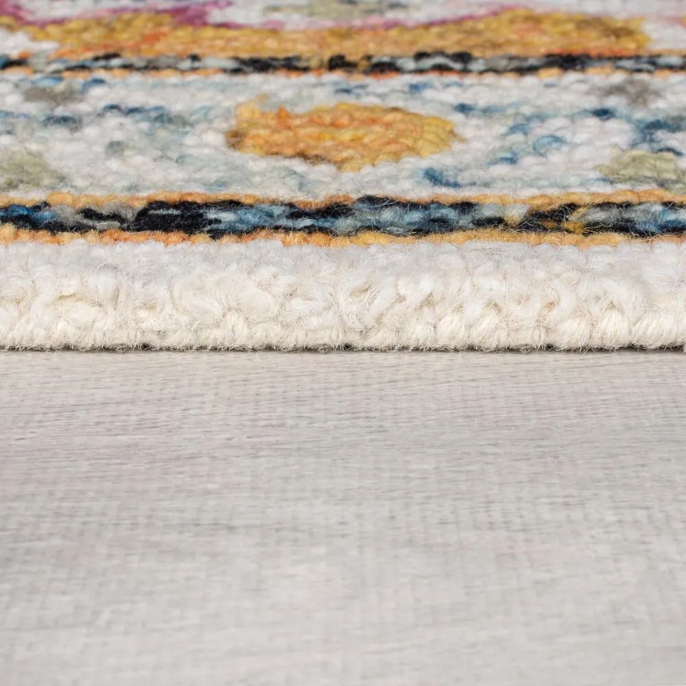 Flair Rugs koberce Kusový koberec Wool Loop Dahlia Yellow/Multi - 120x170 cm