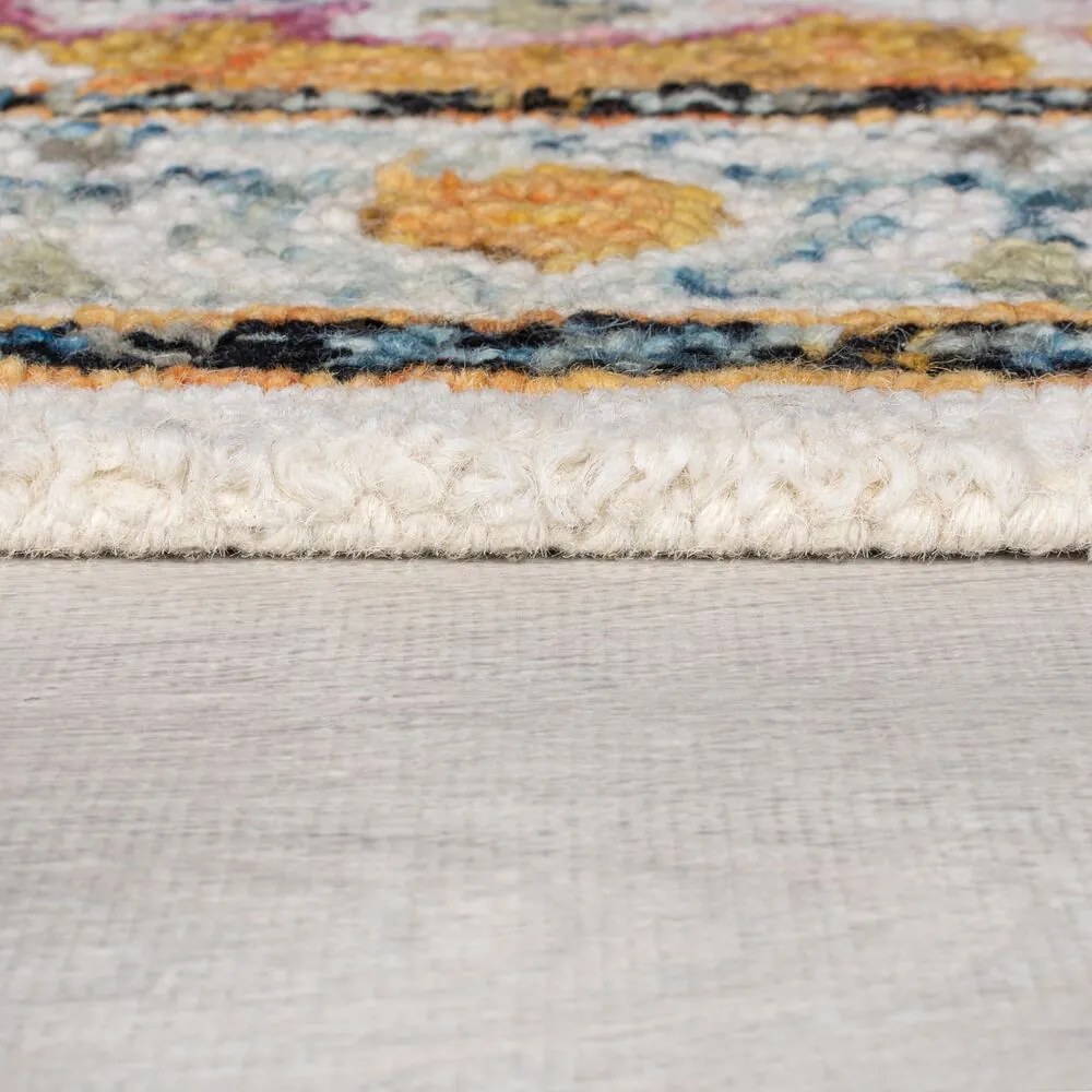 Kusový koberec Wool Loop Dahlia Yellow/Multi, 160x230, žltá, obývacia izba, Flair Rugs