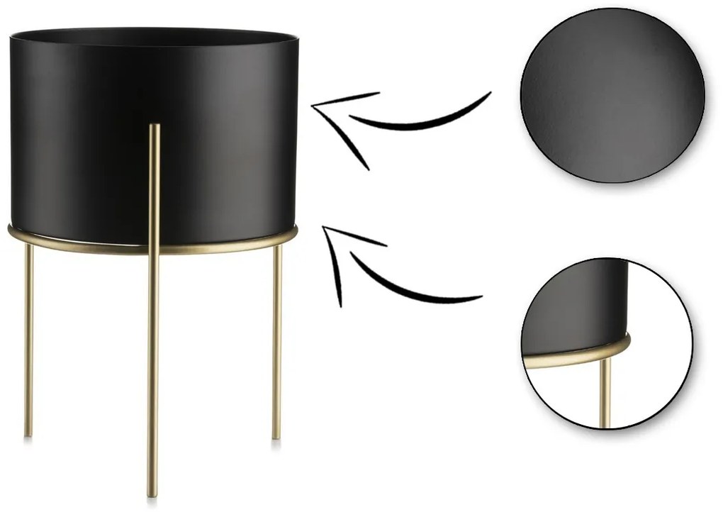 Kvetináč na stojane LOFT II 22 cm čierny