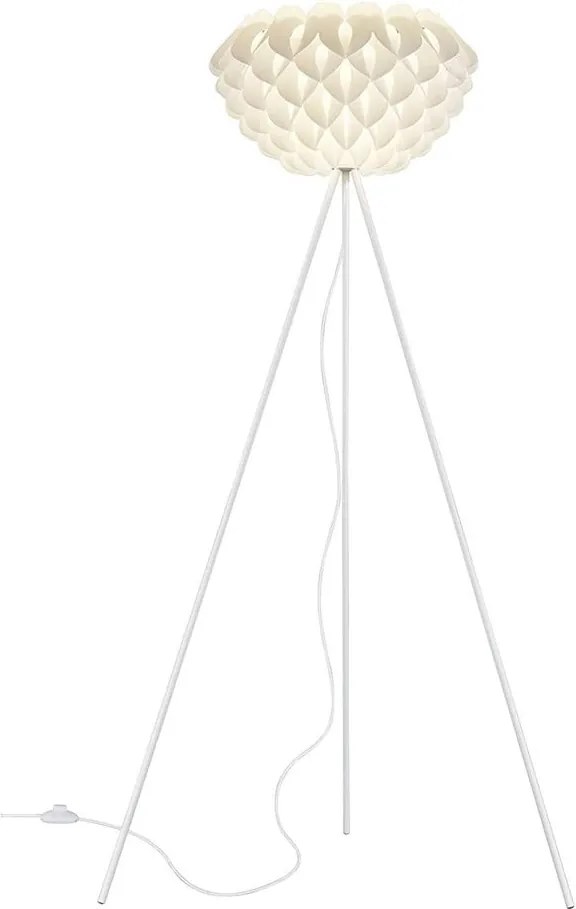 Biela stojacia lampa Trio Tilia, výška 155 cm