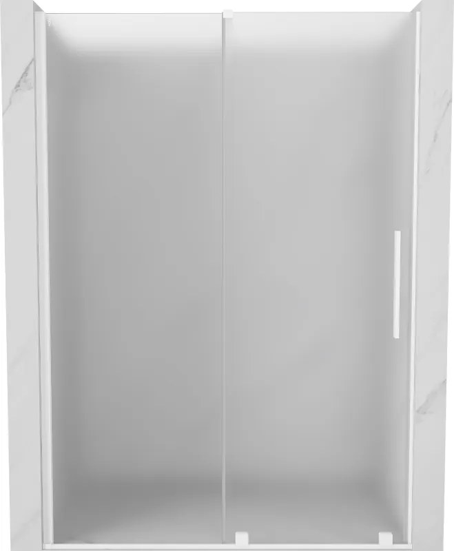 Mexen Velar, posuvné sprchové dvere do otvoru 140 cm, 8mm sklo námraza, biela matná, 871-140-000-31-20