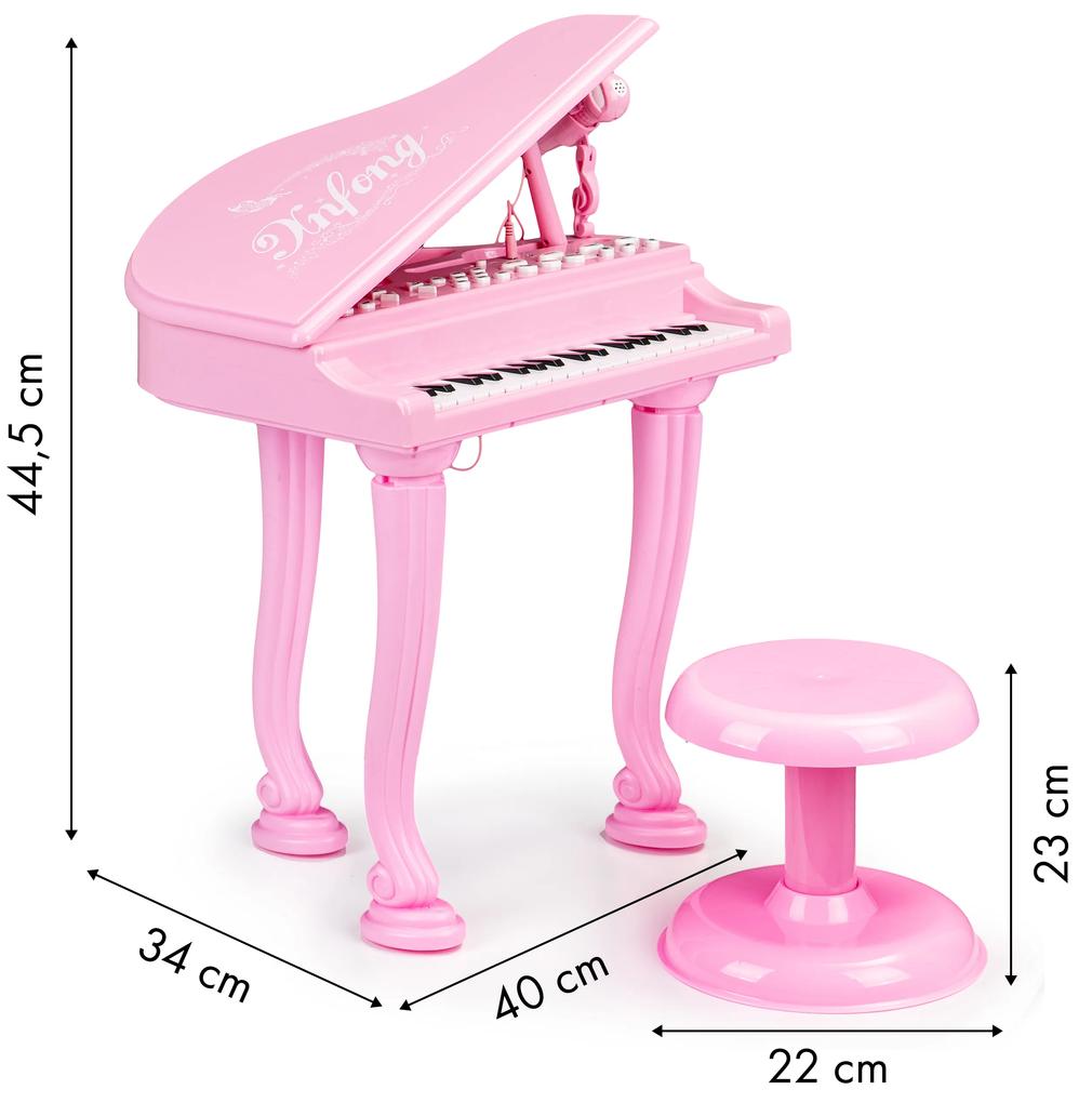 EcoToys Fortepiano organki keyboard pianíno s mikrofónom mp3, ružová HC490482