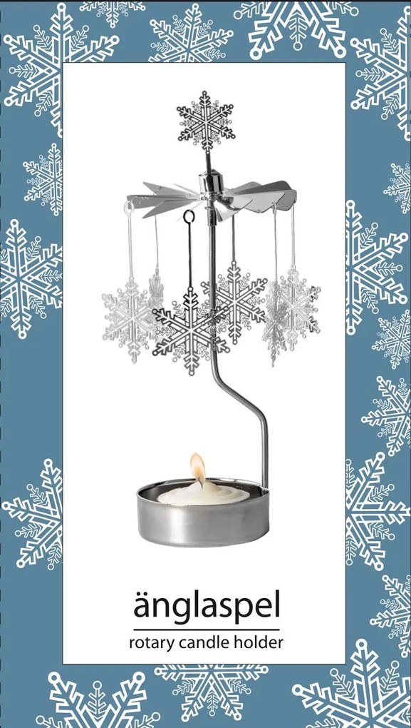 Pluto Design Rotujúci svietnik Snowflakes Silver
