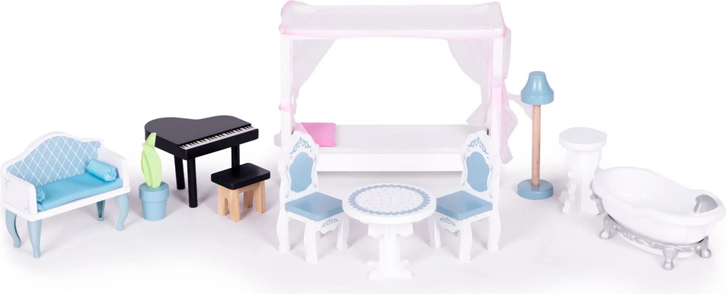 Drevený domček pre bábiky 3 poschodia, 11 dielov ECOTOYS