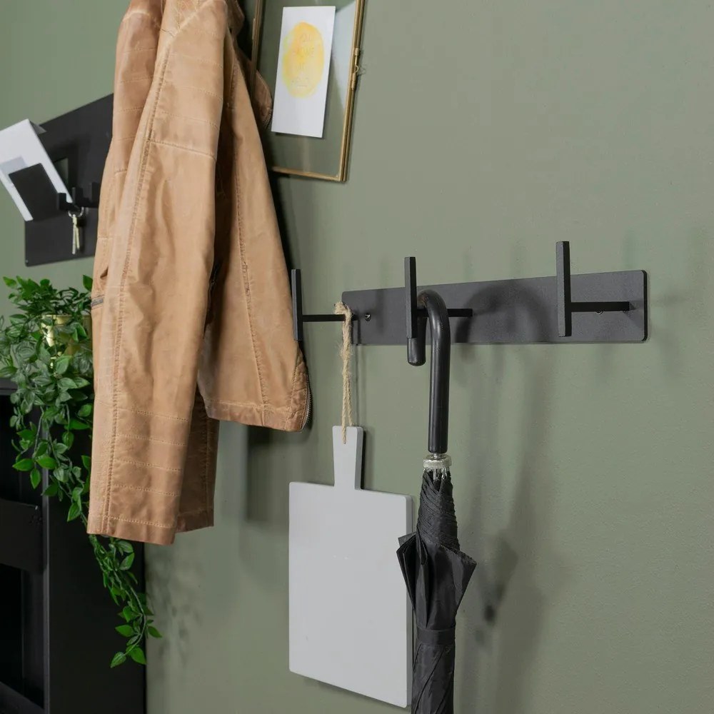 Čierny kovový nástenný vešiak 44 cm Chapman – Spinder Design