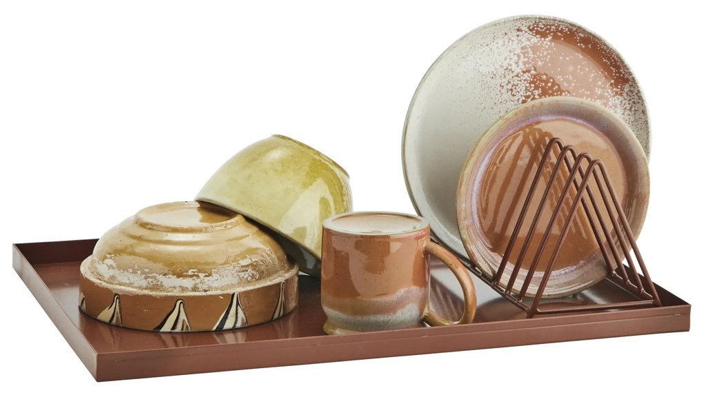 MADAM STOLTZ Kovový odkvapkávač na riad Rust minimalist