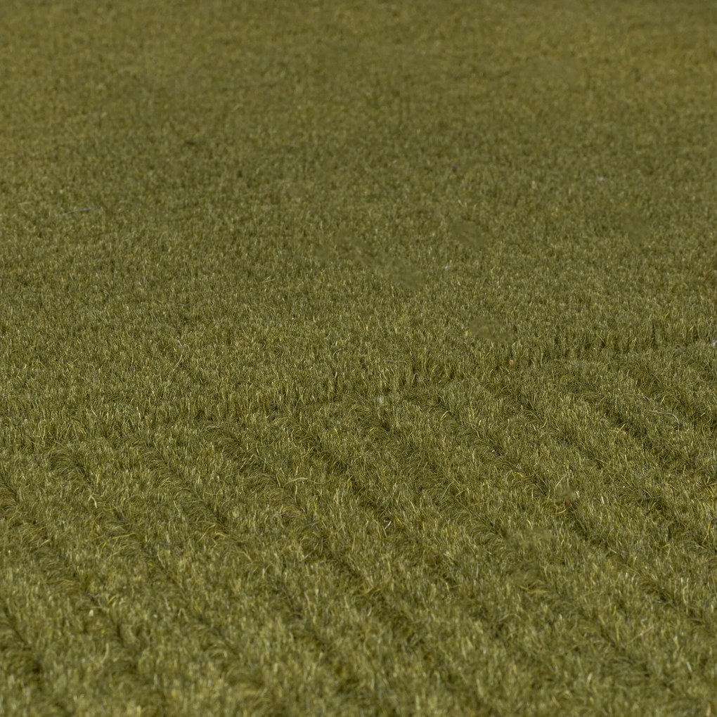 Flair Rugs, Kusový ručne tkaný koberec Tuscany Textured Wool Border Green, 120x170, zelená, obývacia izba