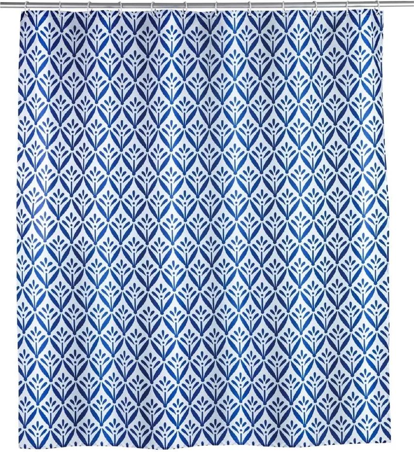 Modrý sprchový záves Wenko Lorca, 180 × 200 cm