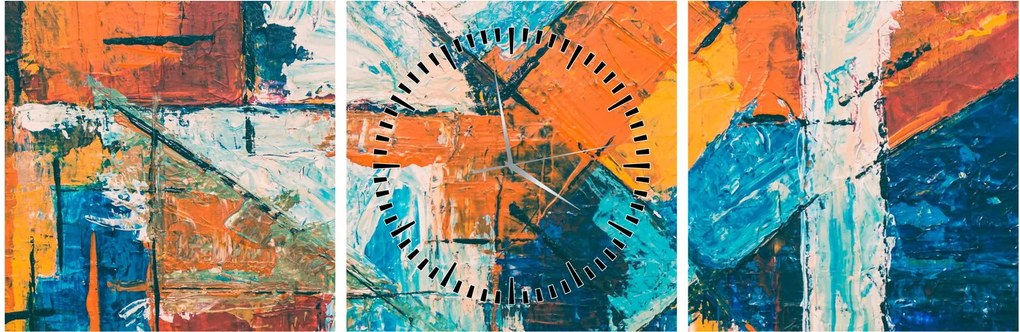 Obraz - Abstrakcia (s hodinami) (90x30 cm)