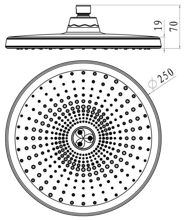 Mereo, Tanierová sprcha horná o 250 mm s kĺbom, plast, MER-CB585A