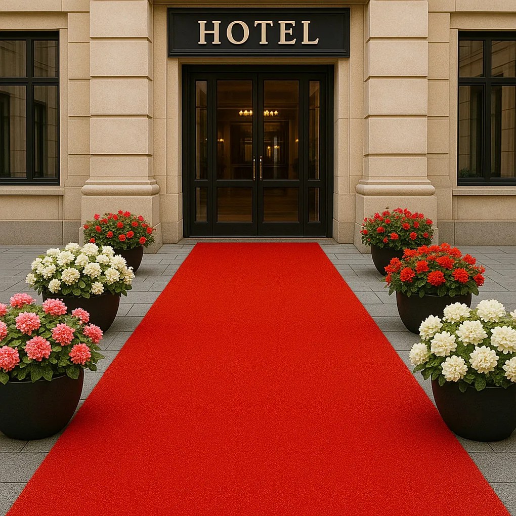 SUPER CENA: Červený festivalový metrážny koberec Budget, na mieru, šíře 4m, červená, resine, chodba / predsieň, Betap