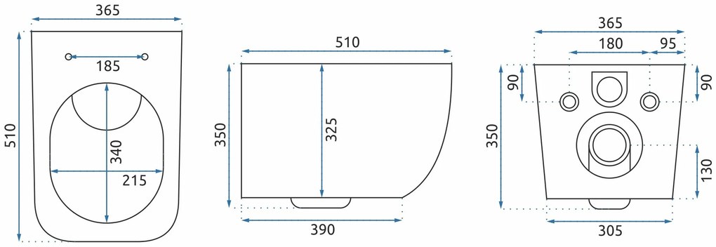 Rea Martin - závesná WC misa Rimless 51x37 s pomaly-padajúcim sedátkom, biela, REA-C8006