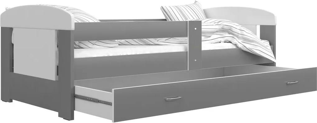 Detská posteľ FILIP Color 180x80, vrátane ÚP, bialy/sivý