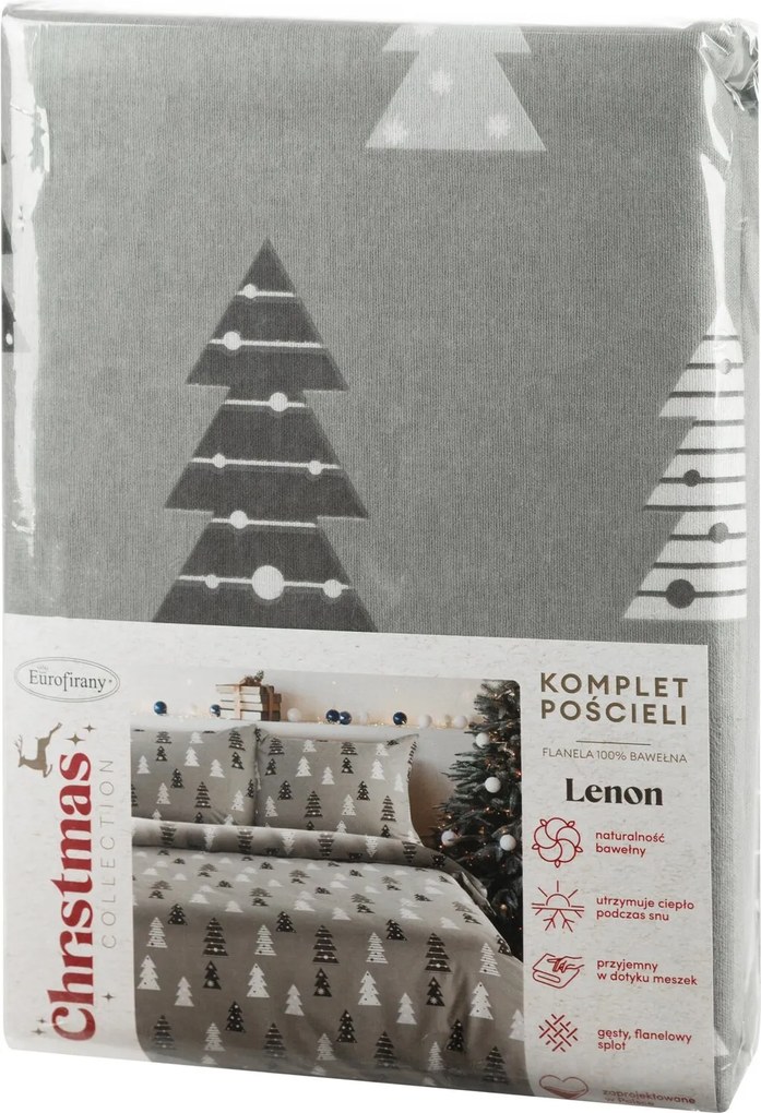 VIANOČNÉ FLANELOVÉ OBLIEČKY LENON 160X200 CM, 2 KS 70X80 CM VZOROVANÉ