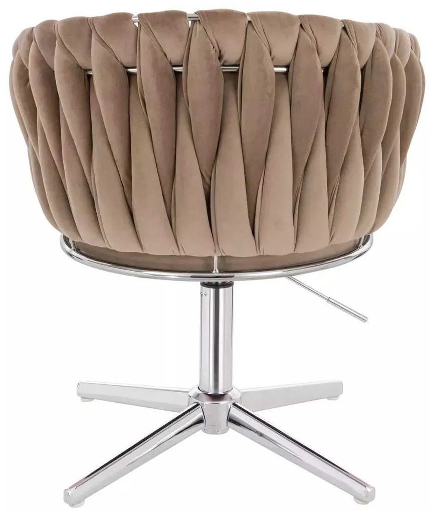 LuxuryForm DESIGN Stolička NORDEN VELUR na striebornom kríži - latte