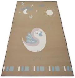 styldomova Detský hnedý koberec protišmykový LOKO vtáčik