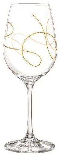 Bohemia Crystal Poháre na víno s jemným zlatým vzorom String 350ml- zl