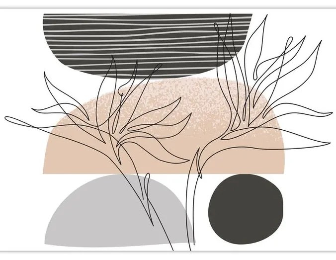 Obraz - Line art kvety N⁰2 (120x50 cm)