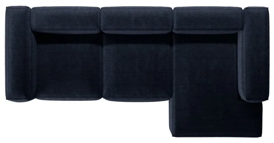 Tmavomodrá menčestrová rohová pohovka (pravý roh/s leňoškou) Bergamo – Cosmopolitan Design