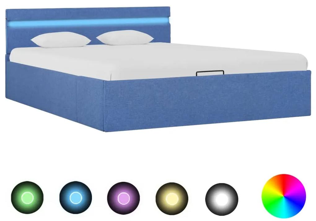 vidaXL Hydraulický posteľný rám+úložný priestor, LED, látka 140x200 cm
