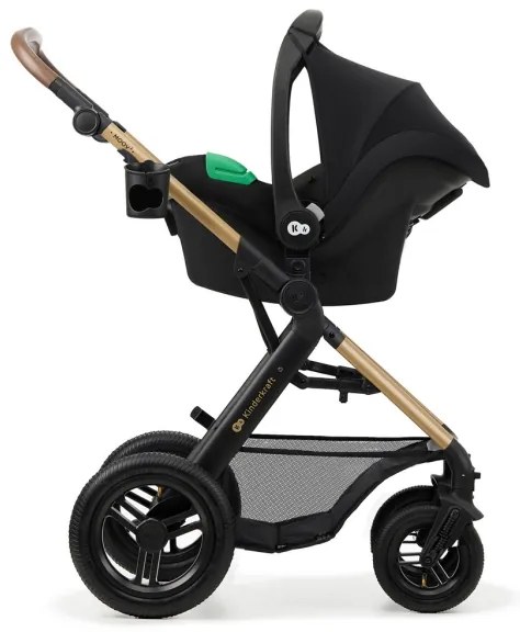 KINDERKRAFT-Kombinovaný kočík 3v1 MOOV 2 AIR Pure black + autosedačka MINK PRO