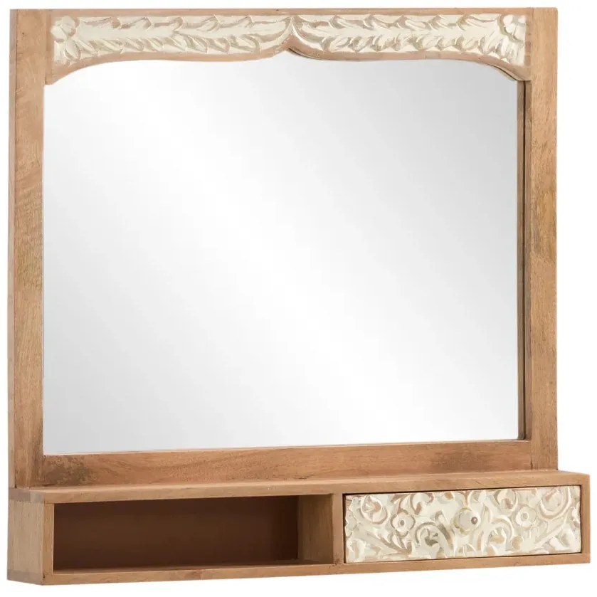 furniture-nabytek.cz - Masívne kúpeľňové zrkadlo Delhi z mangového dreva, lakované, hnedé – 80 cm