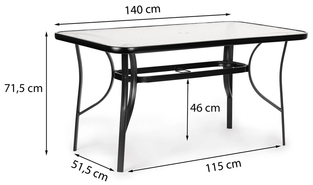 ModernHome Záhradný stôl vlnitý sklenený 140x80cm terasa balkón