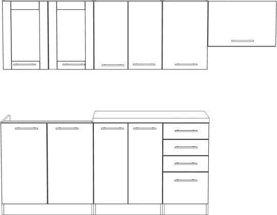Kuchynská linka Monika 180/240, dub sonoma