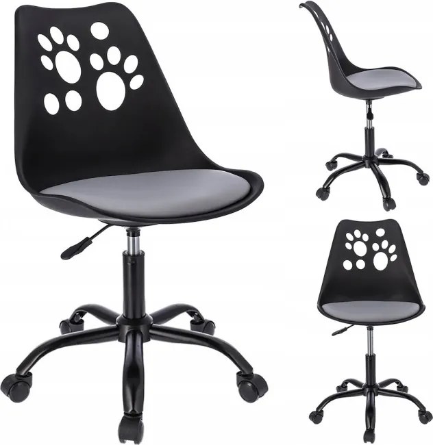 Detská otočná stolička JOY čierna / sivá