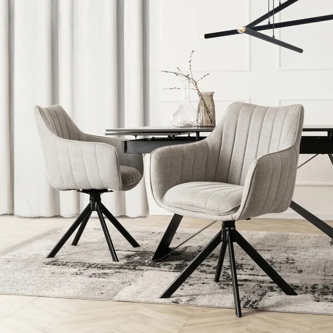 Otočná stolička do jedálne Sarna šedá štrukturovaná látka