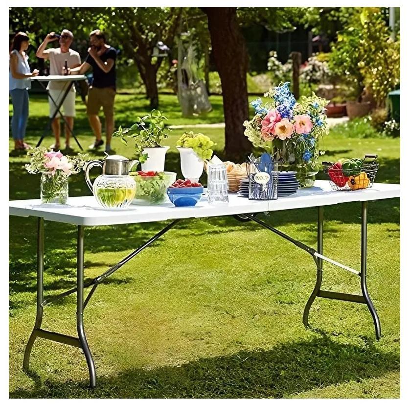 SUPPLIES VIKING 242 cm rozkladací cateringový plastový stôl - biela farba